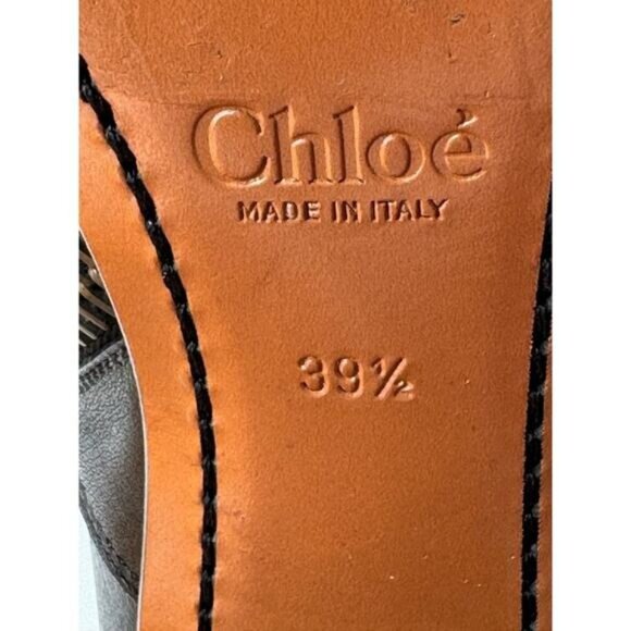 Chloé Black Leather Ankle Boots Size 9.5 With Side Zipper & Block Heel - COA - Picture 8 of 12